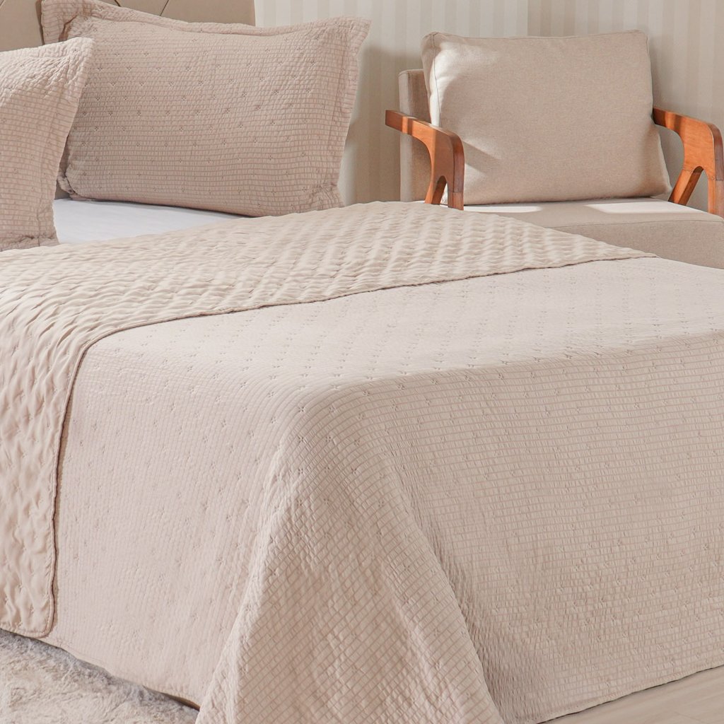 Kit Colcha King Santorini New  260x280cm Biscuit