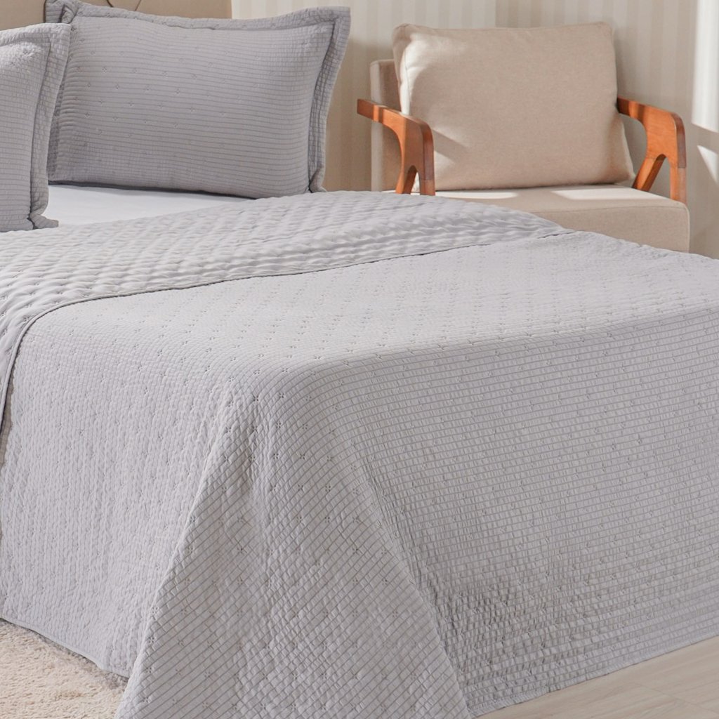 Kit Colcha King Santorini New  260x280cm Platina