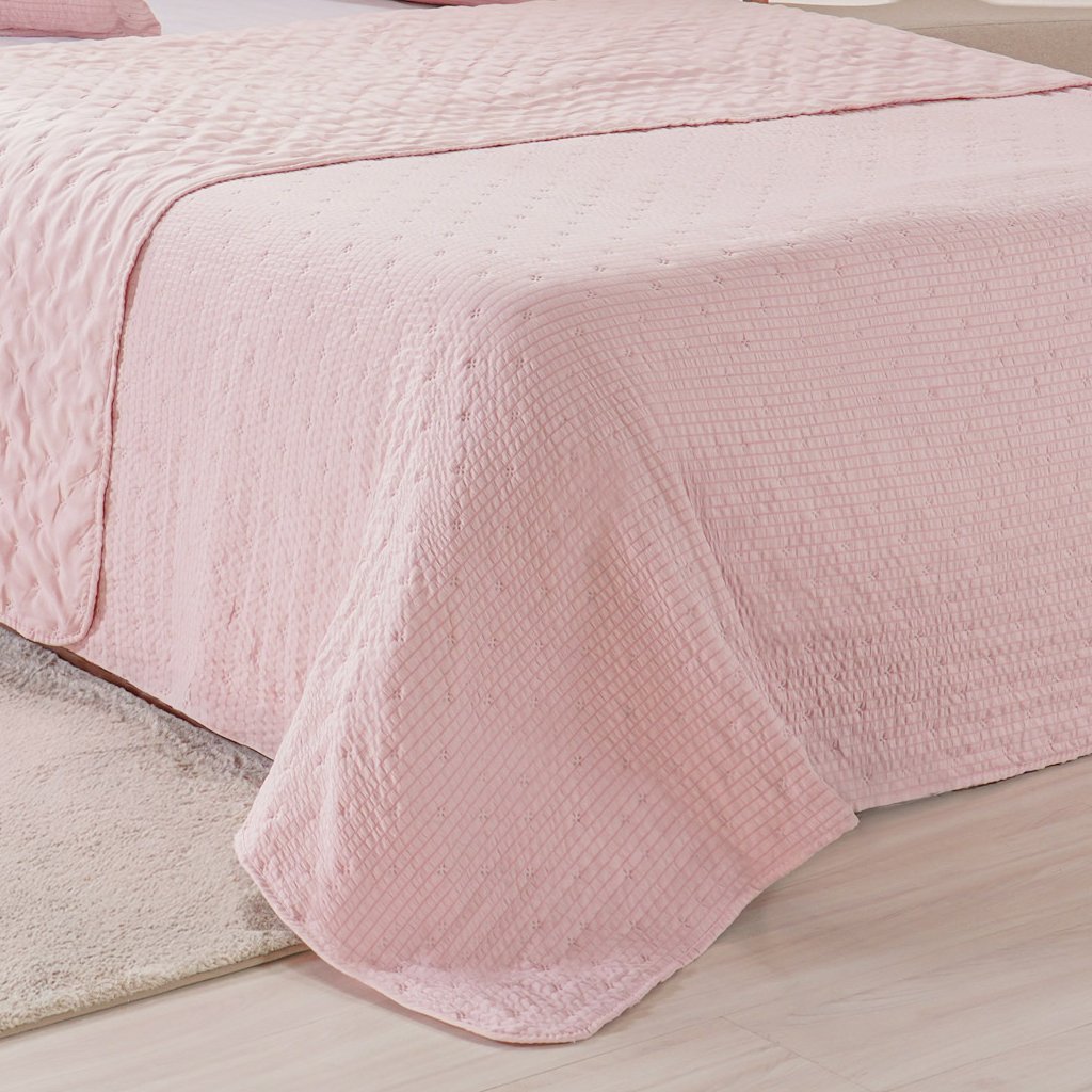 Kit Colcha King Santorini New  260x280cm Rosa Glace