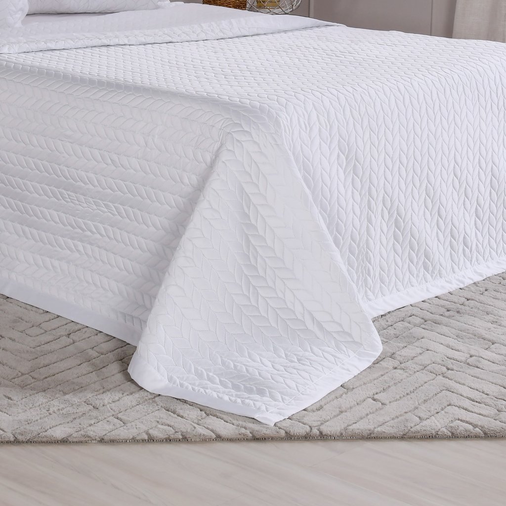 Kit Colcha King Satinatta Cetim Toque Pele de Pessego 260x280cm Branco