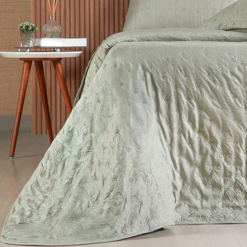 Kit Colcha King Sensatti 3D Embossed 260x280cm Verde Alfafa