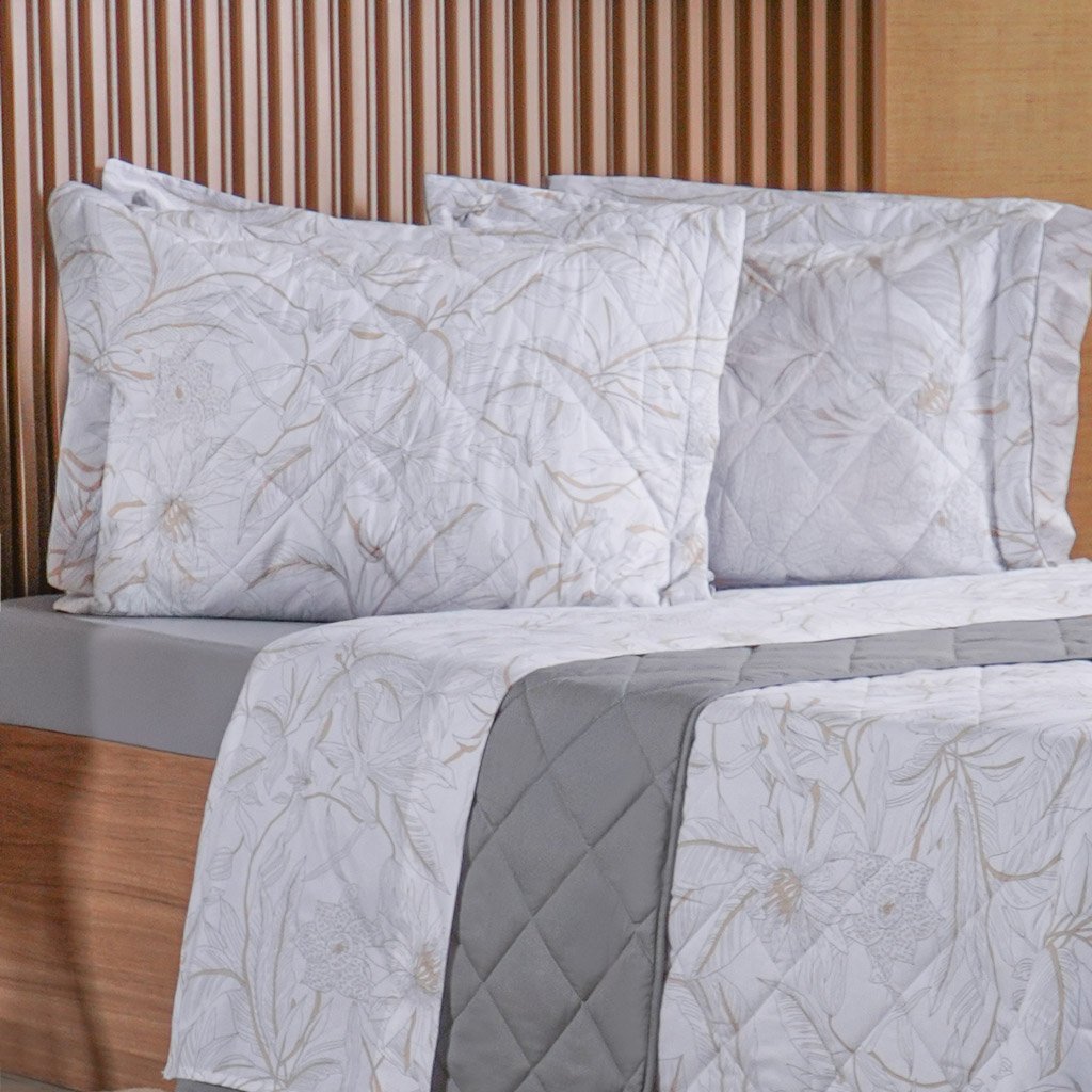 Kit Colcha Queen 200 Fios Estampada New 100% Algodão 240x260cm Dessin