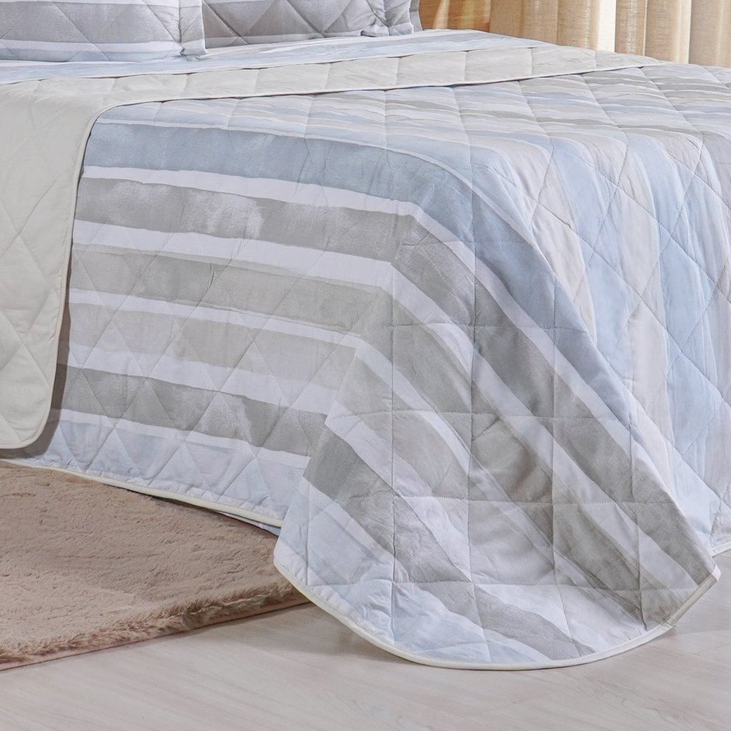 Kit Colcha Queen 200 Fios Estampada New 100% Algodão 240x260cm Ligne