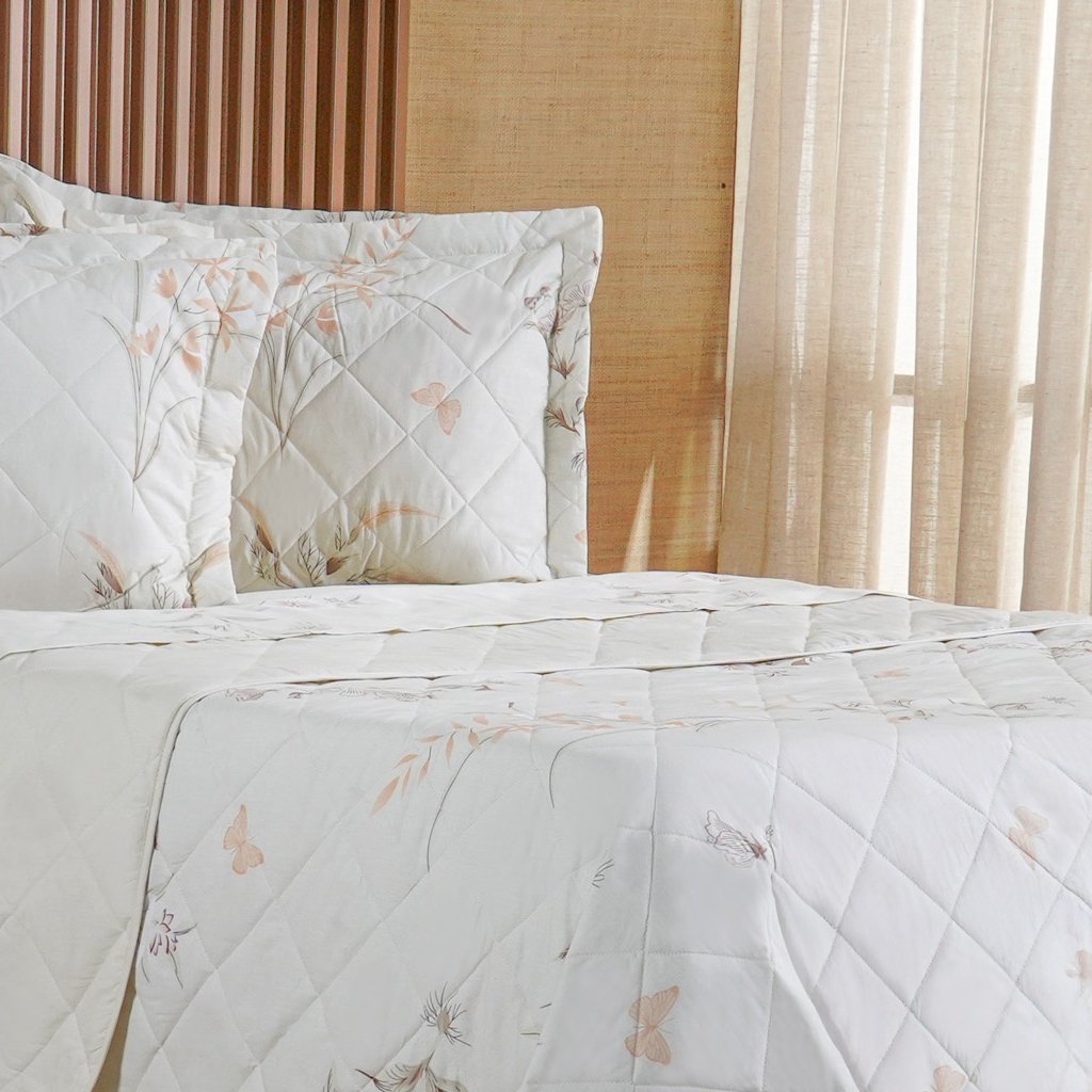 Kit Colcha Queen 200 Fios Estampada New 100% Algodão 240x260cm Organique