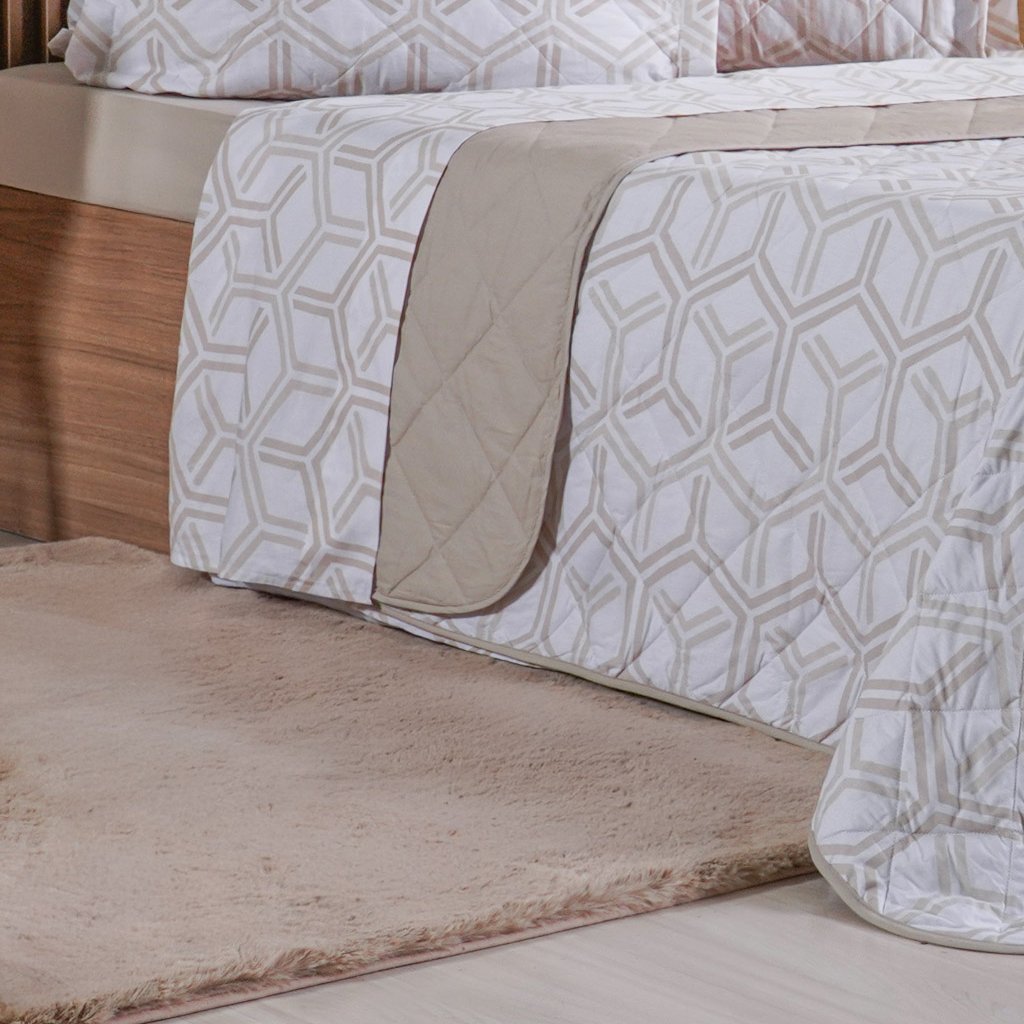 Kit Colcha Queen 200 Fios Estampada New 100% Algodão 240x260cm Rayon