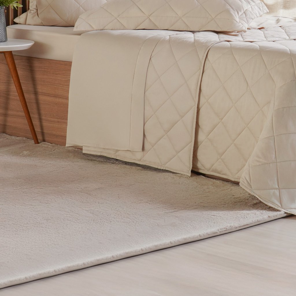 Kit Colcha Queen 3 Pçs Ricamo 300 Fios 100% Algodão 240x260cm Biscuit
