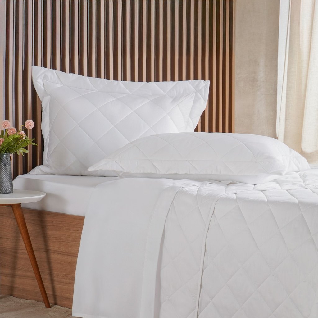 Kit Colcha Queen 3 Pçs Ricamo 300 Fios 100% Algodão 240x260cm Branco