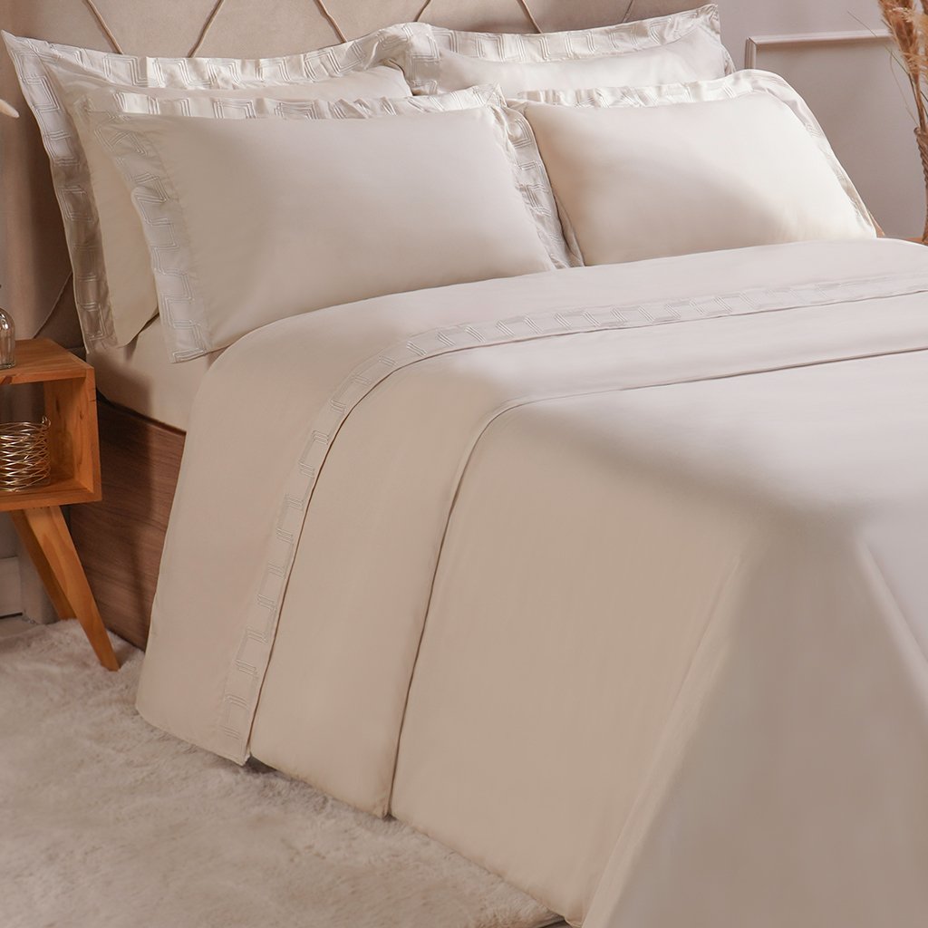 Kit Colcha Queen 300 Fios Classic 240x260cm Latte