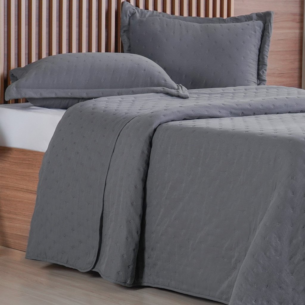 Kit Colcha Queen Miraggio New Soft 240x260cm Grafite