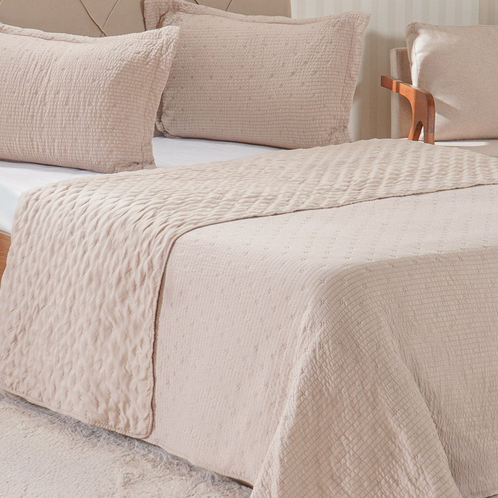 Kit Colcha Queen Santorini New 240x260cm Biscuit