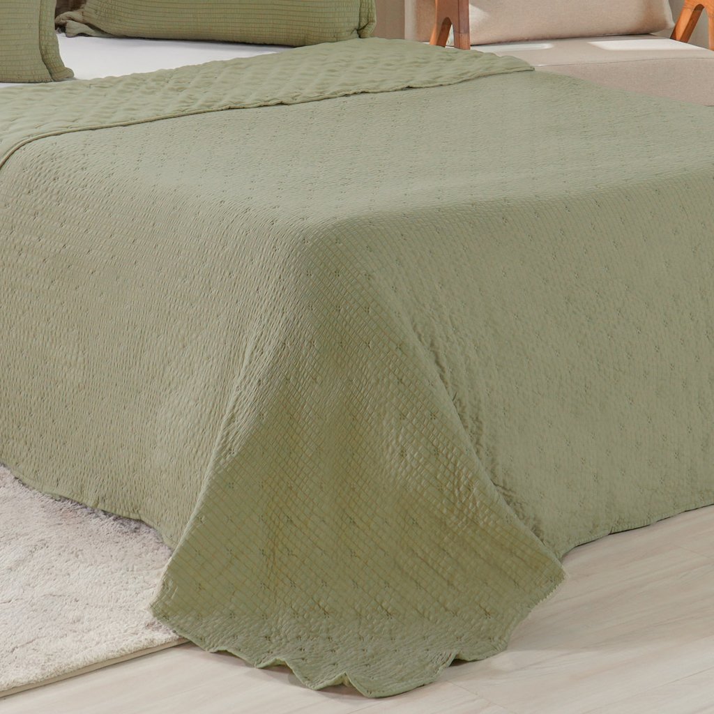 Kit Colcha Queen Santorini New 240x260cm Folha Seca