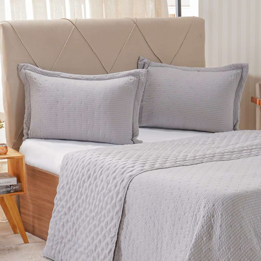 Kit Colcha Queen Santorini New 240x260cm Platina