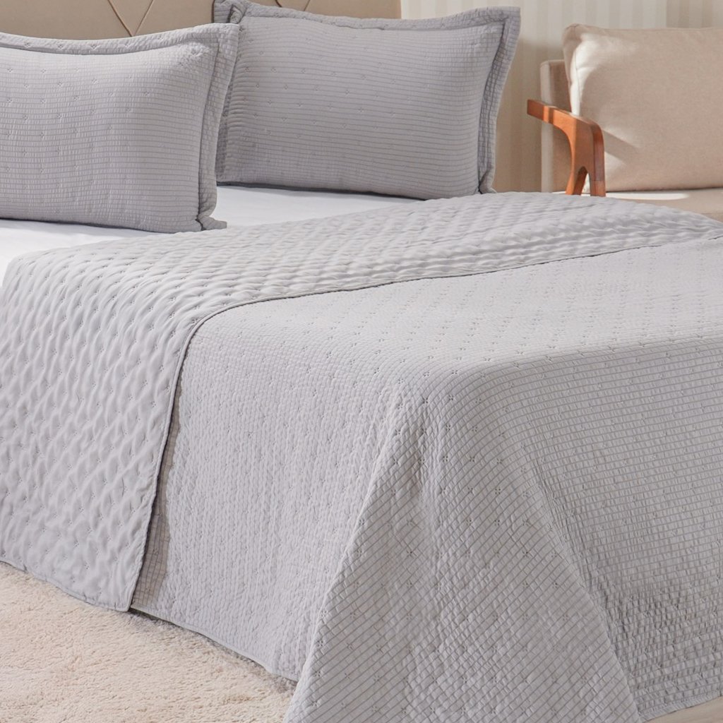 Kit Colcha Queen Santorini New 240x260cm Platina