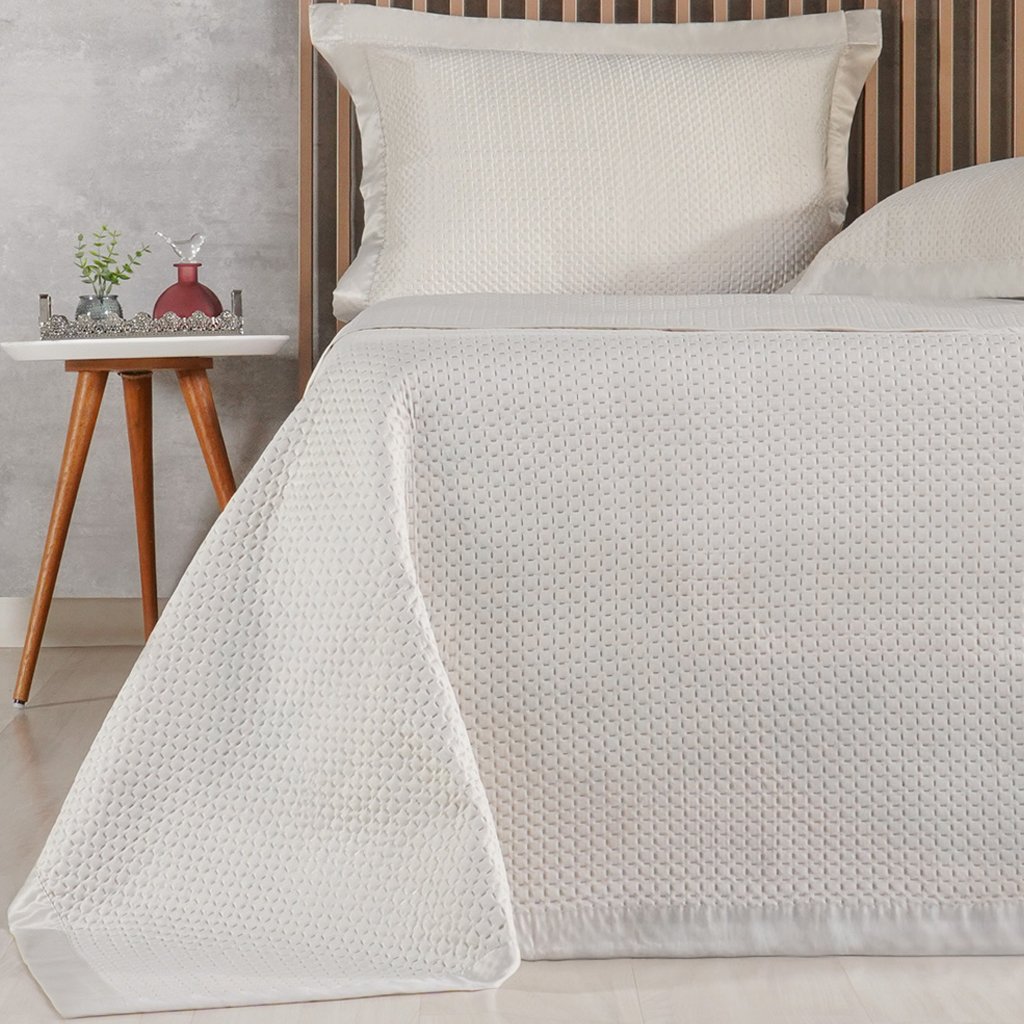 Kit Colcha Queen Satinatta Cetim 100% Poliéster 240x260cm Biscuit