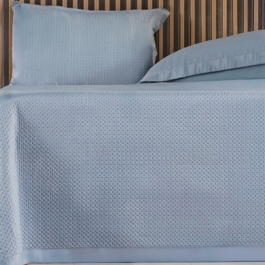 Kit Colcha Queen Satinatta Cetim 100% Poliéster 240x260cm Bruma Azul