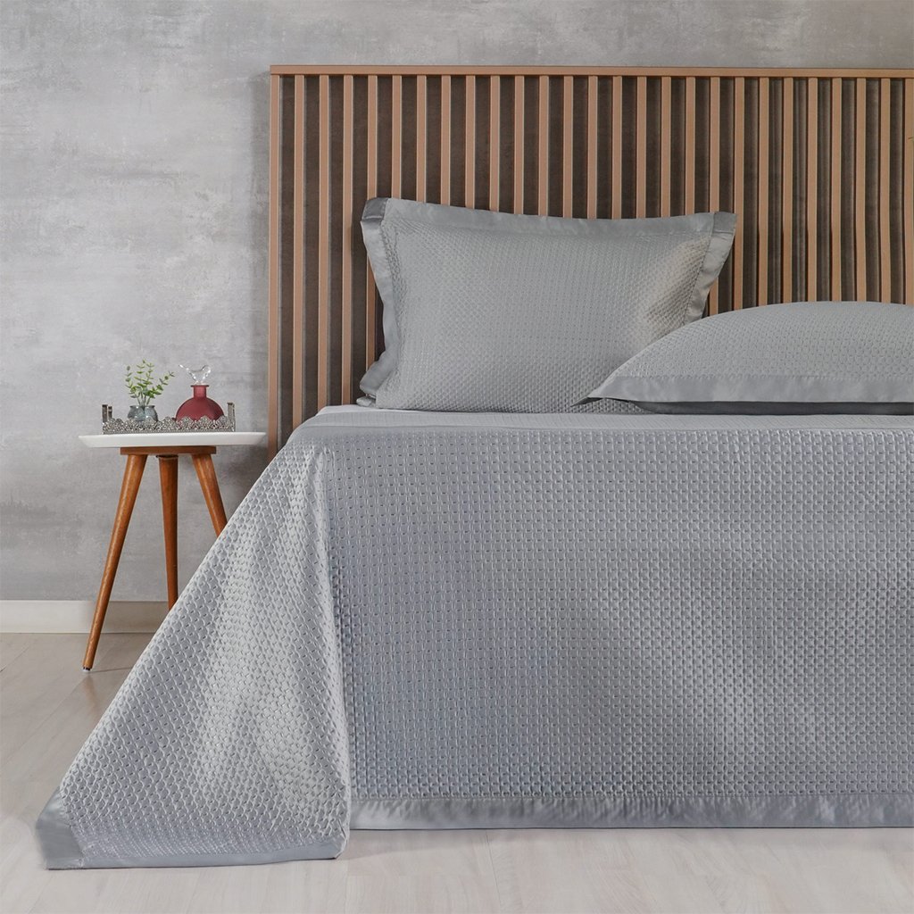 Kit Colcha Queen Satinatta Cetim 100% Poliéster 240x260cm Platina