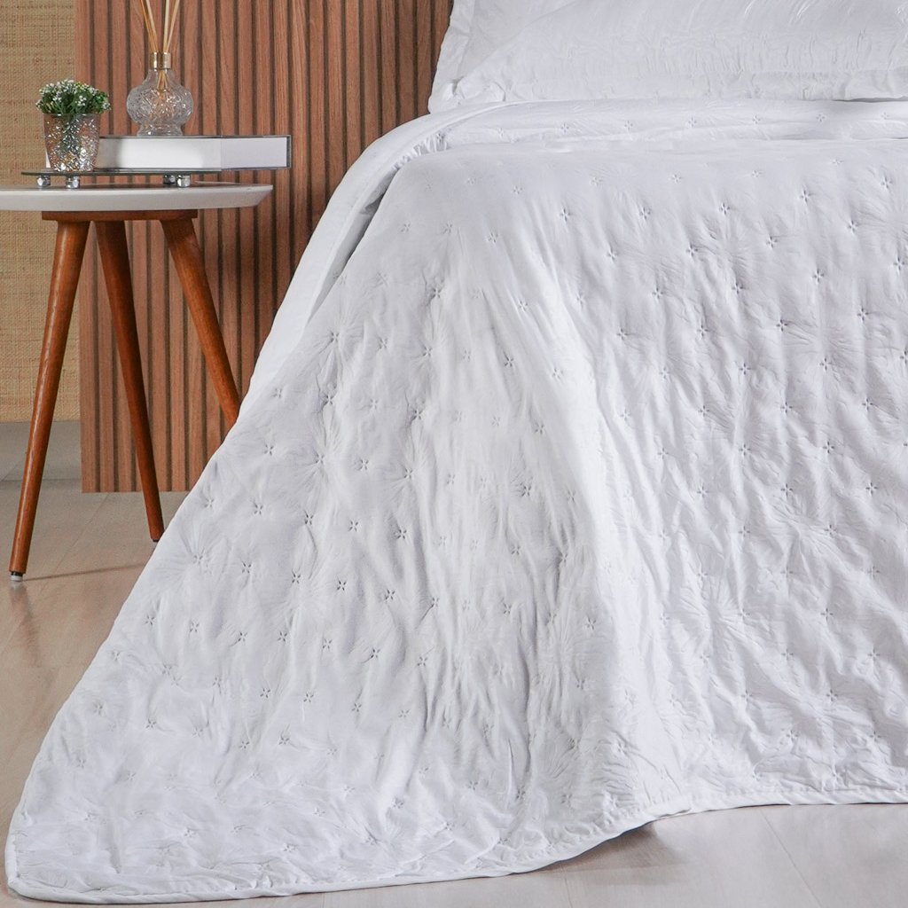 Kit Colcha Queen Sensatti 3D Embossed 240x260cm Branco