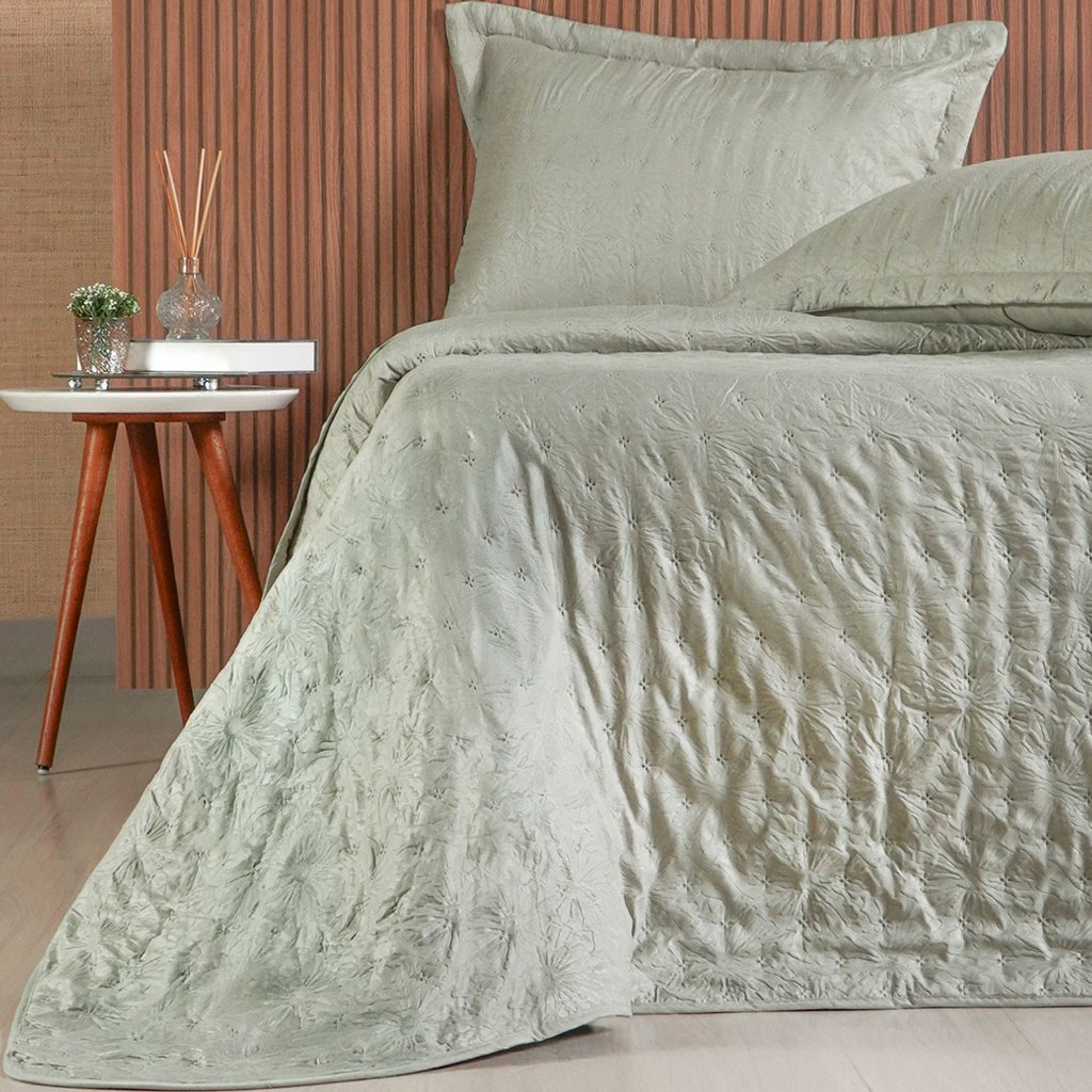 Kit Colcha Queen Sensatti 3D Embossed 240x260cm Verde Alfafa