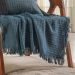 Kit Manta e 2 Almofada Decorativa para Sofá Waffle 100% Algodão 120x150cm Azul Cobalt