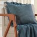 Kit Manta e 2 Almofada Decorativa para Sofá Waffle 100% Algodão 120x150cm Azul Cobalt