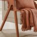 Kit Manta e 2 Almofada Decorativa para Sofá Waffle 100% Algodão 120x150cm Terracota