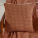 Kit Manta e 2 Almofada Decorativa para Sofá Waffle 100% Algodão 120x150cm Terracota