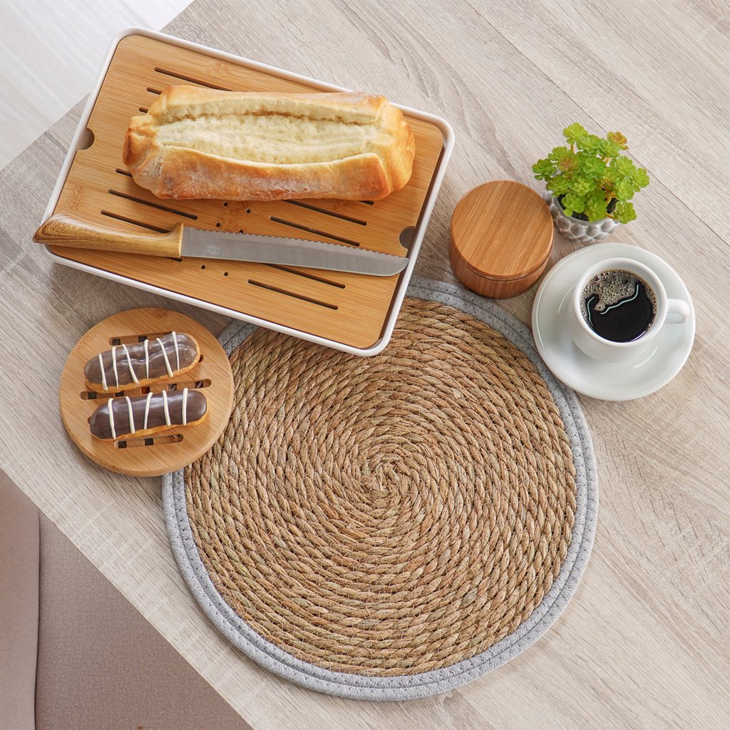 Lugar Americano Rústico Colors Fibra Natural 38cm Cinza