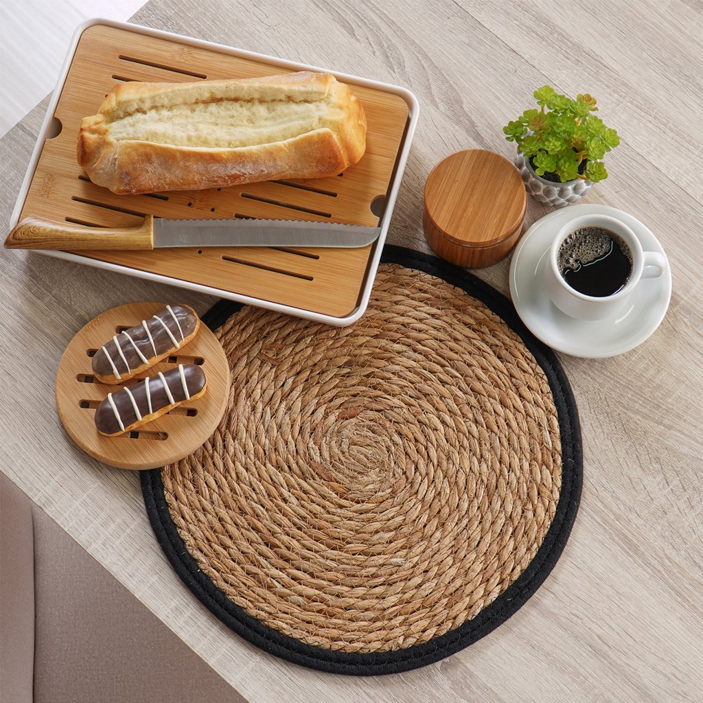 Lugar Americano Rústico Colors Fibra Natural 38cm Preto