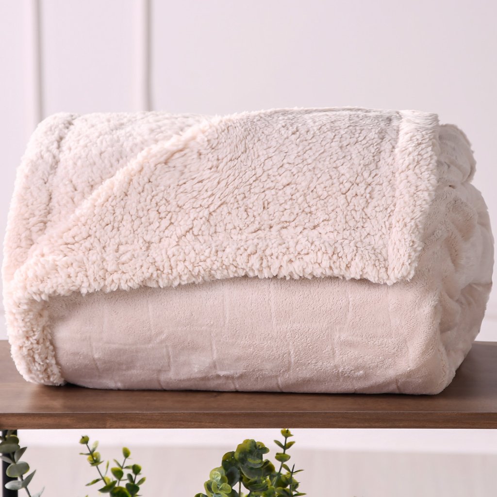 Manta Cobertor King Sherpa Realce Flannel Lã de Carneiro