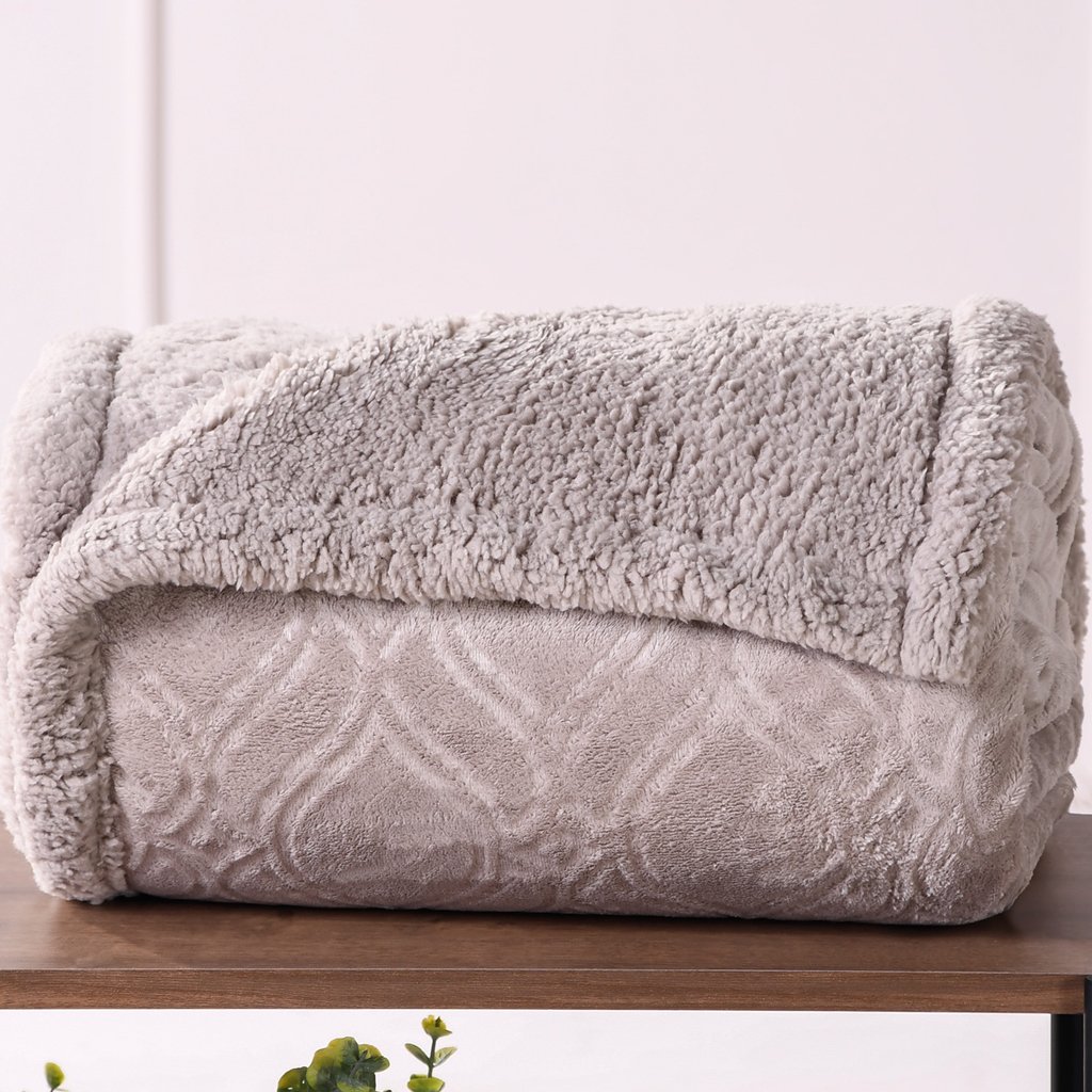 Manta Cobertor Queen Sherpa Realce Flannel Lã de Carneiro