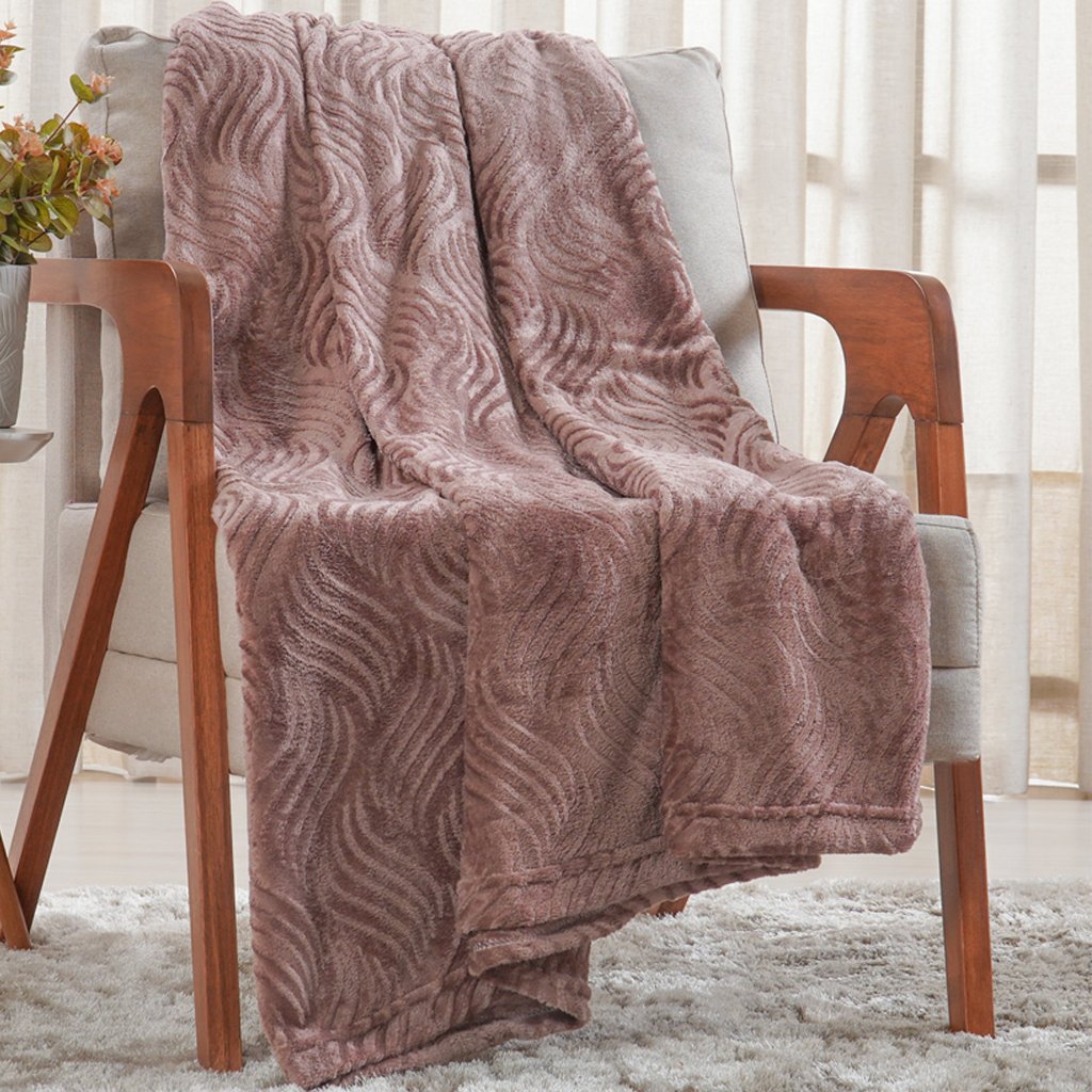 Manta King Brushed Microfibra Flannel 230x260 Cognac