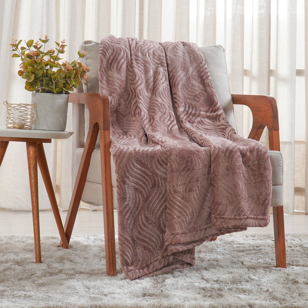 Manta King Brushed Microfibra Flannel 230x260 Cognac