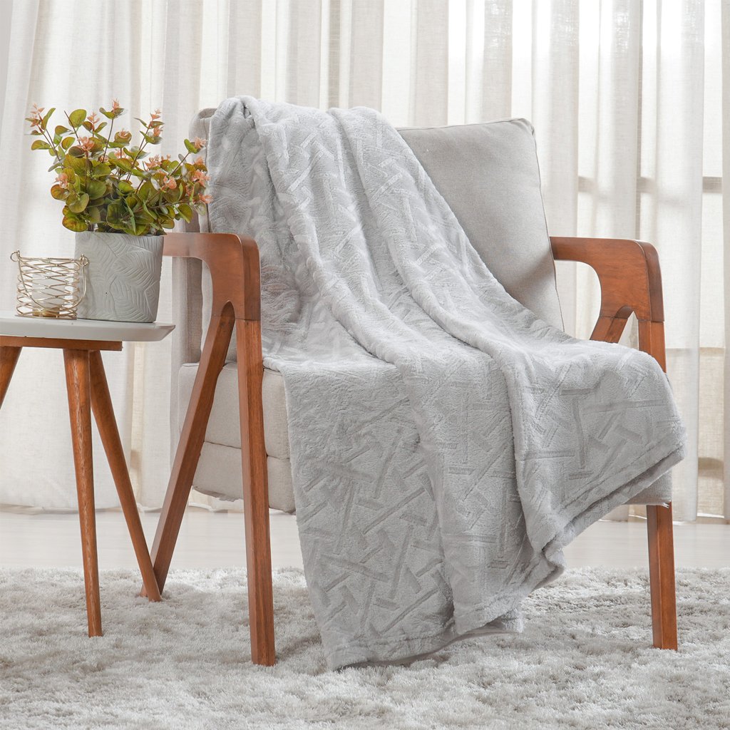 Manta Queen Brushed Microfibra Flannel 220x230 Cinza Elefante