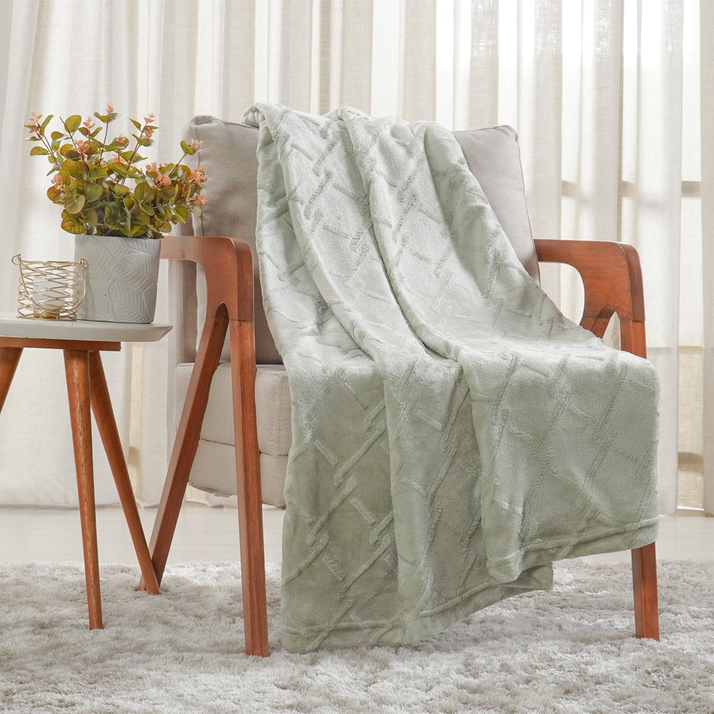 Manta Queen Brushed Microfibra Flannel 220x230 Olive