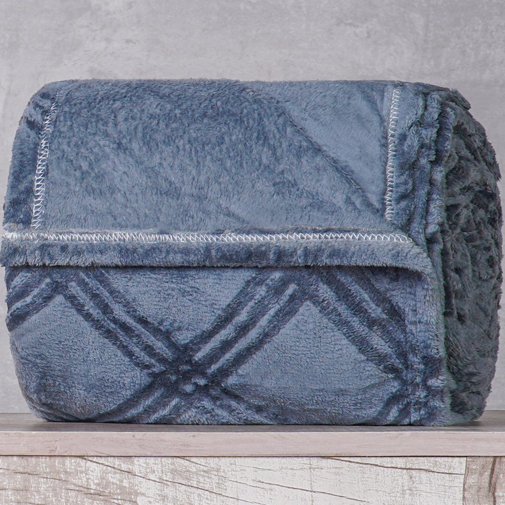 Manta Queen Brushed New Microfibra Flannel 100% Poliéster 220x230 Azul Cobalt