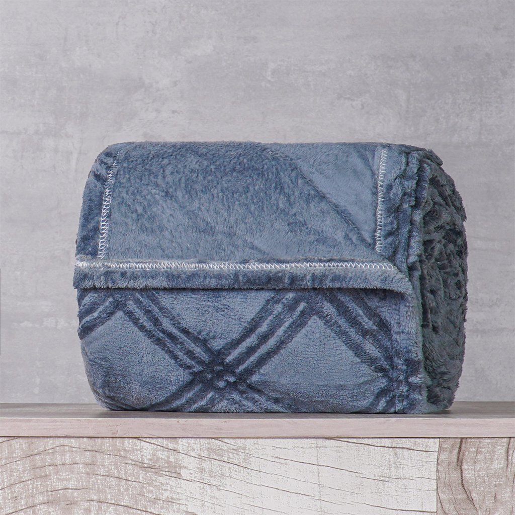 Manta Queen Brushed New Microfibra Flannel 100% Poliéster 220x230 Azul Cobalt