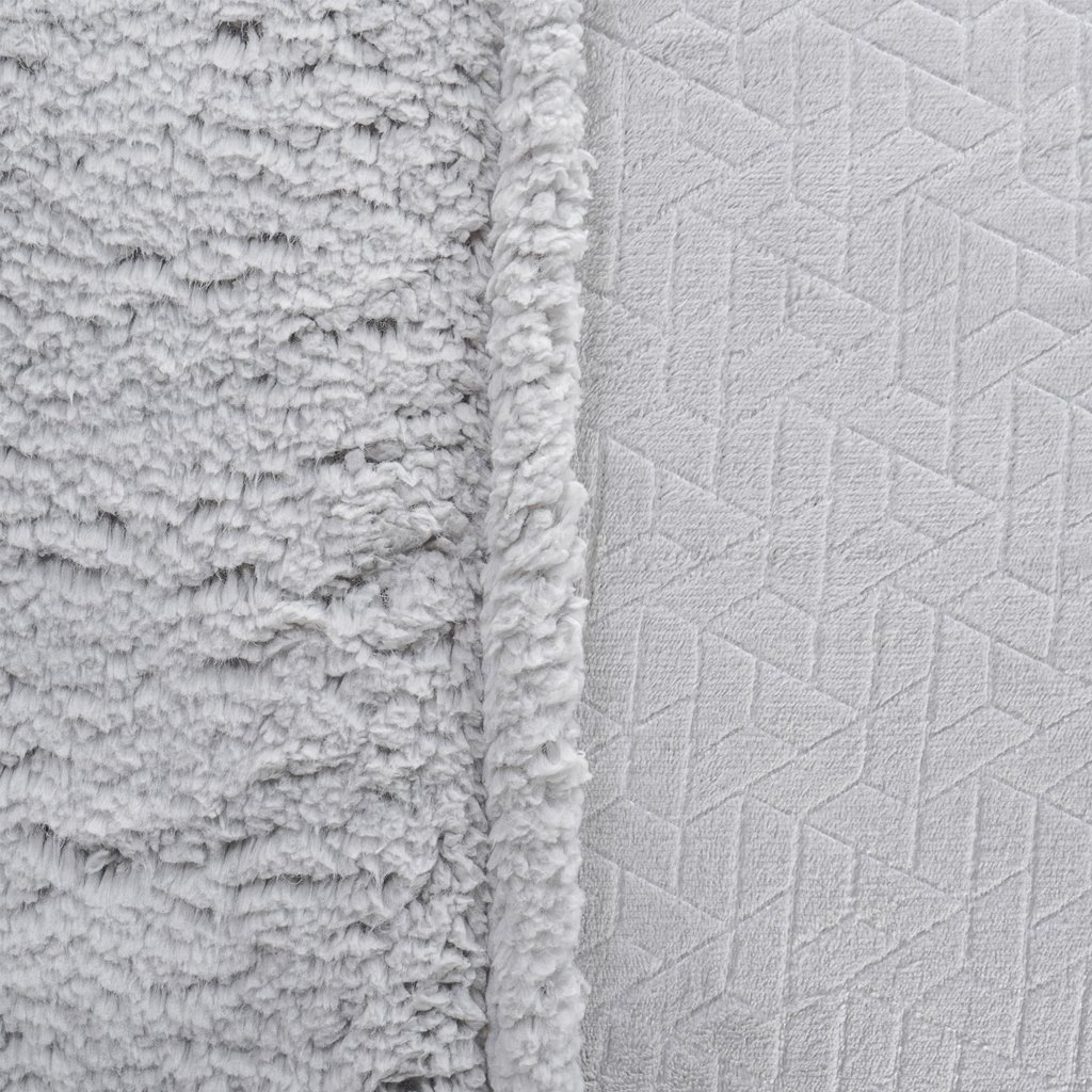 Manta Sherpa Realce Queen Dupla Face 220x240cm Cinza Elefante