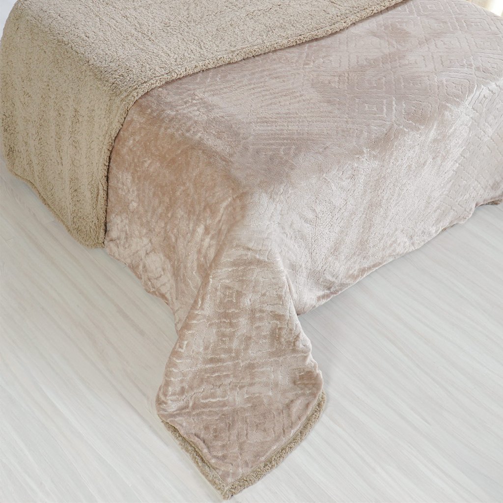 Manta Sherpa Realce Queen Dupla Face 220x240cm Mocha