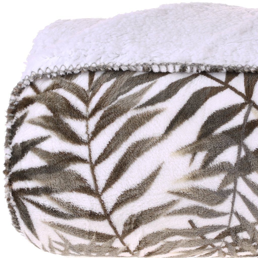 Manta TV Sherpa Dupla Face Toque Pele de Carneiro 120x150 Fogliame
