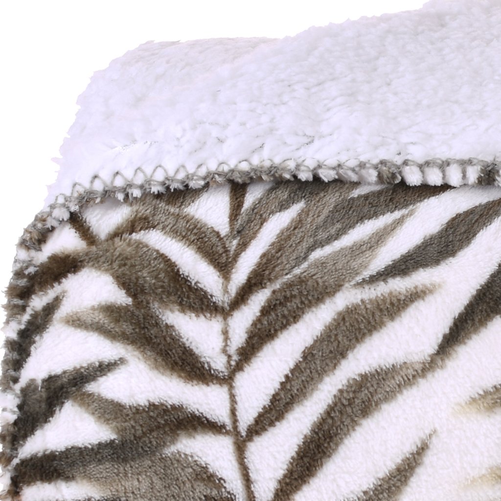 Manta TV Sherpa Dupla Face Toque Pele de Carneiro 120x150 Fogliame