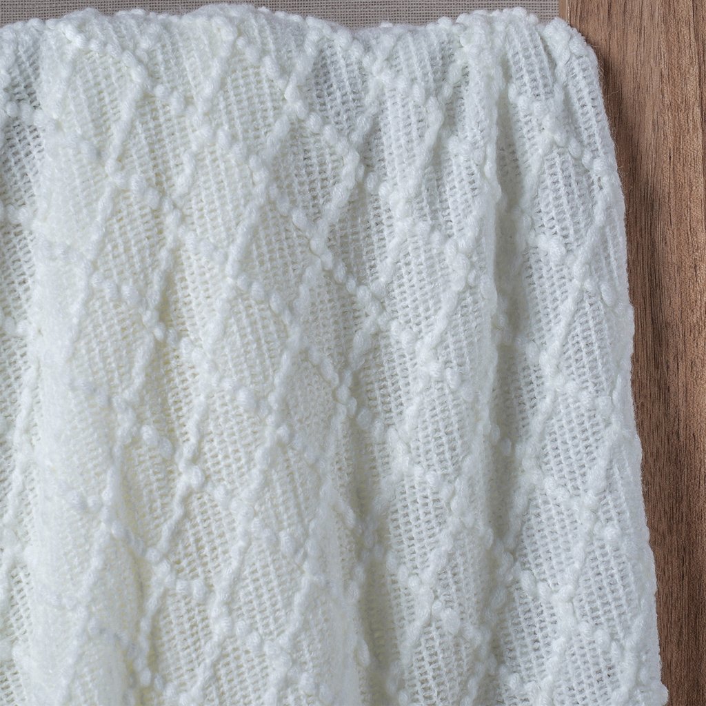 Manta Tricot Style Decorativa 127x152 Toque Super Macio Branco