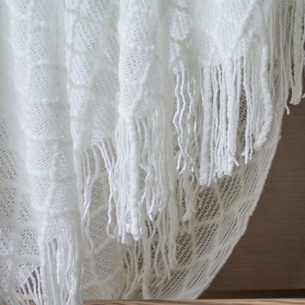 Manta Tricot Style Decorativa 127x152 Toque Super Macio Branco