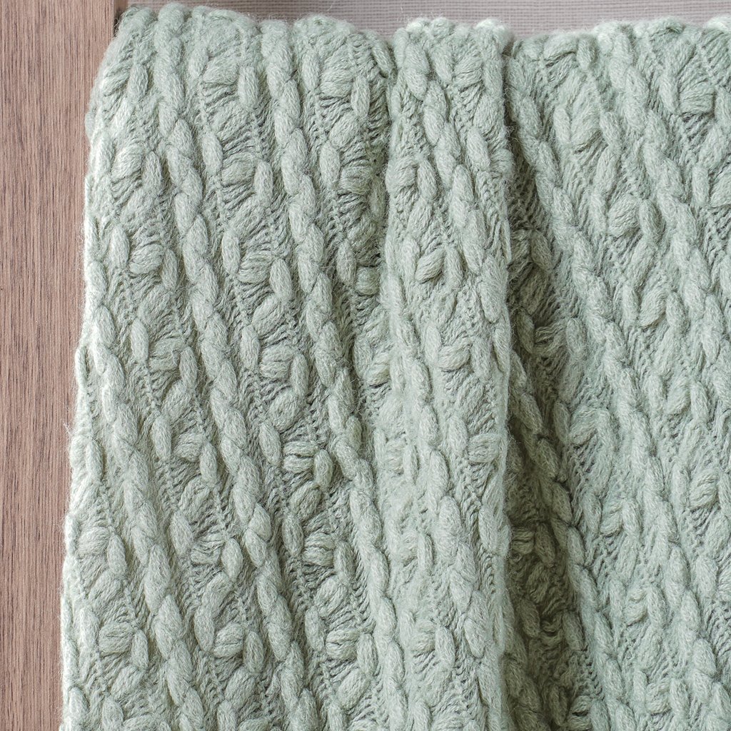 Manta Tricot Style Decorativa 127x152 Toque Super Macio Erva Doce