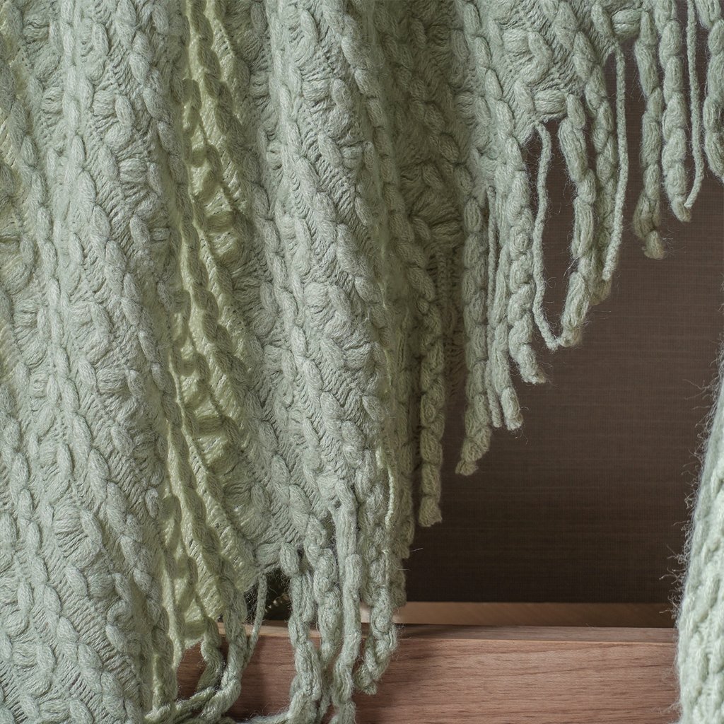 Manta Tricot Style Decorativa 127x152 Toque Super Macio Erva Doce