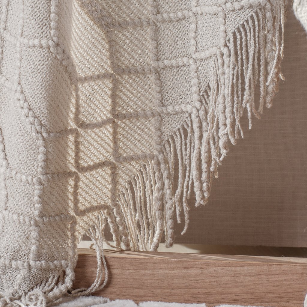 Manta Tricot Style Decorativa 127x152 Toque Super Macio Pergaminho