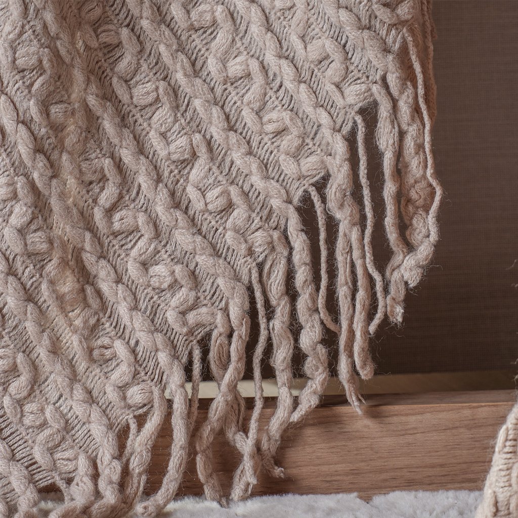 Manta Tricot Style Decorativa 160x220 Toque Super Macio Argila
