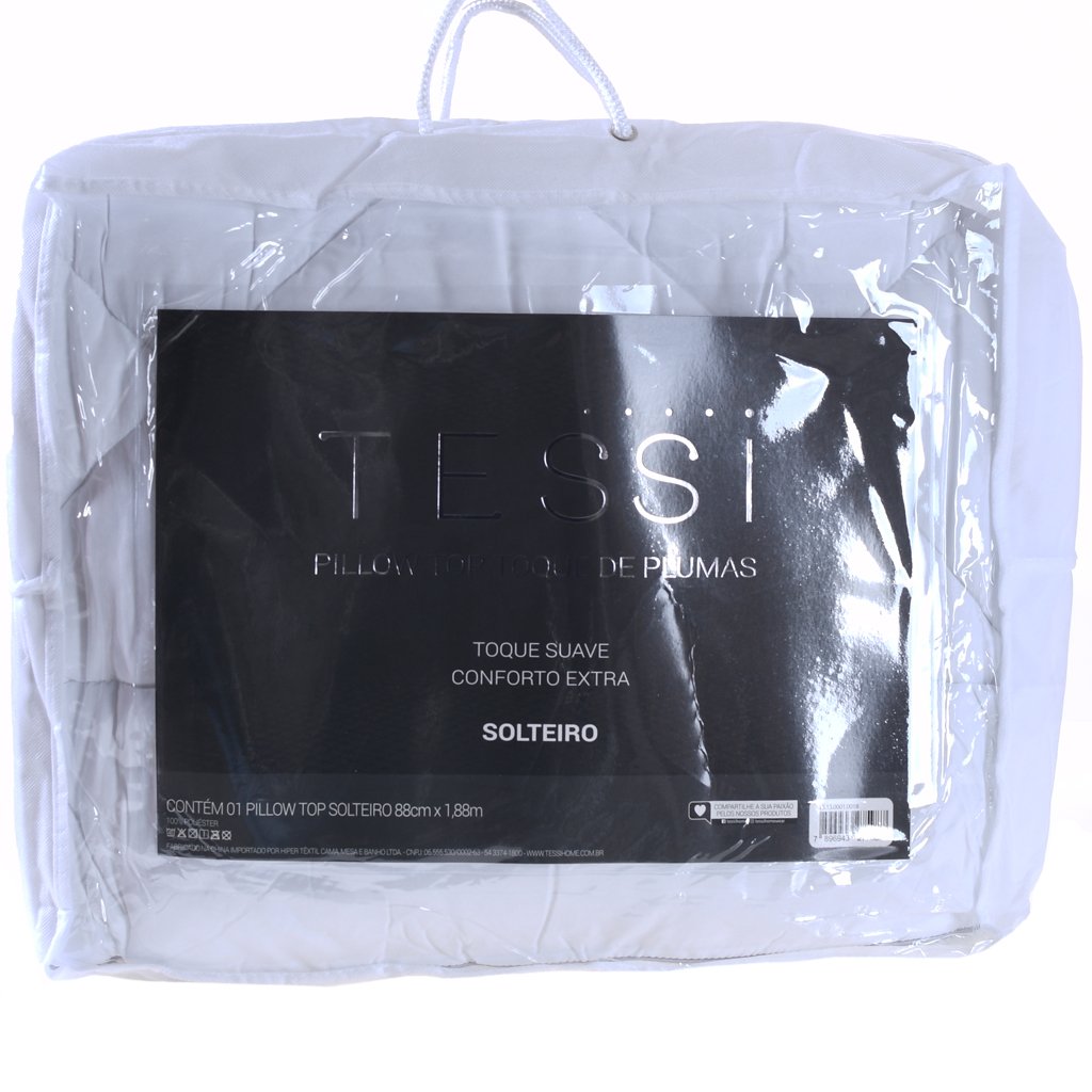 Pillow Top Solteiro Toque de Plumas 88x188 4cm 600g/m² Ultra Macio