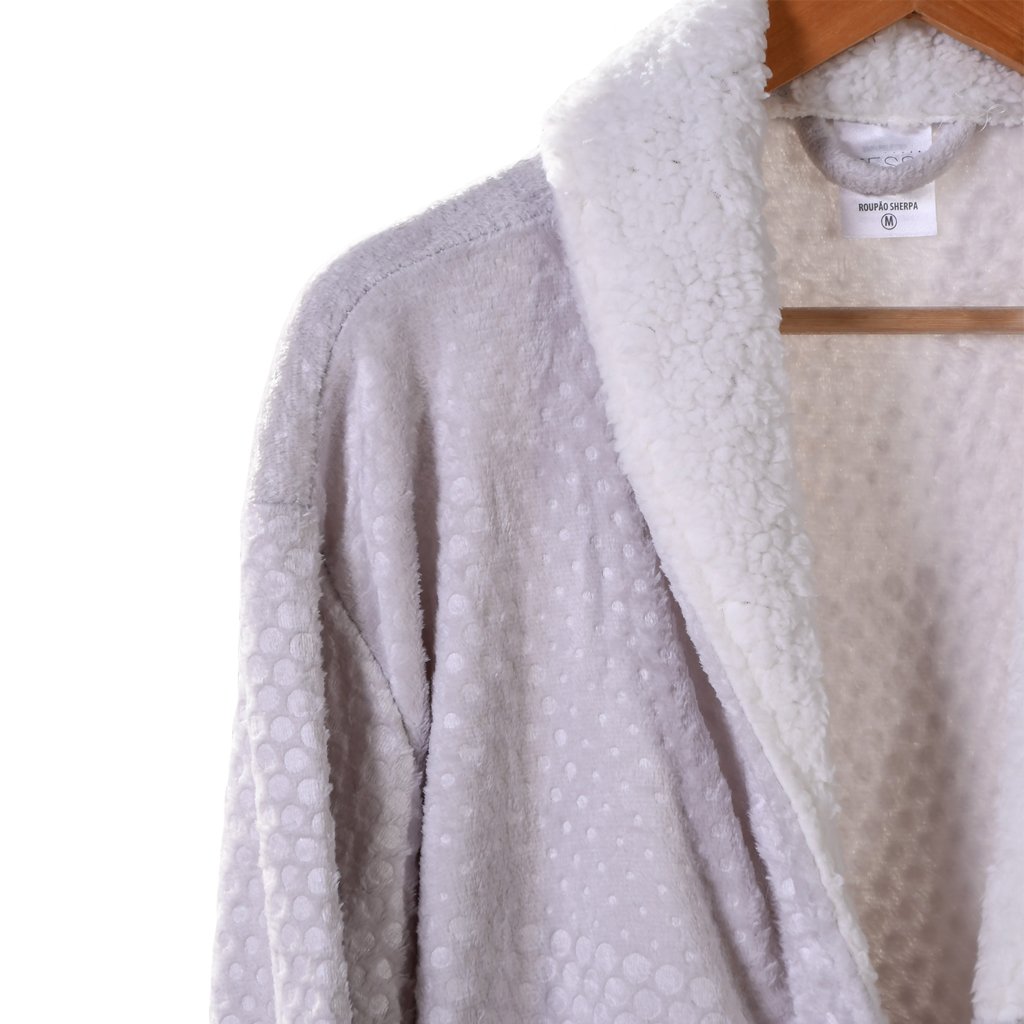 Roupão Sherpa Lã de Carneiro Toque Flannel Ultra Macio
