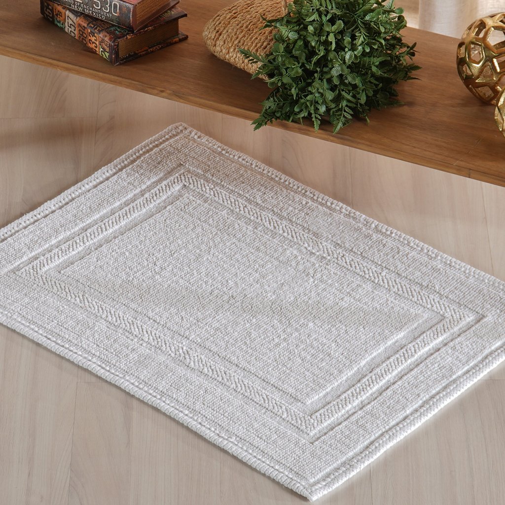 Tapete Nobile Jacquard 100% Algodão 1300g/m² 50x100cm Branco