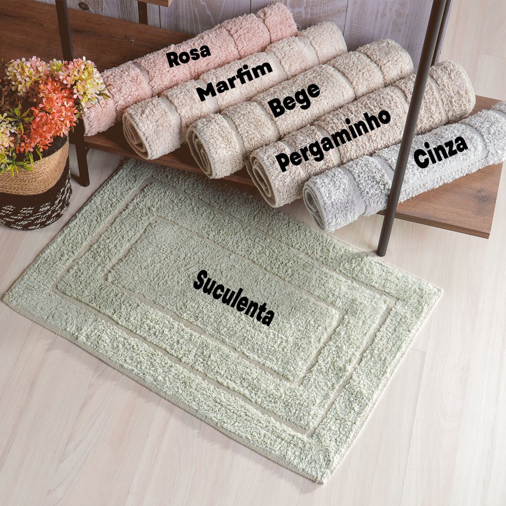 Tapete de Banheiro 100% Algodão 40x60cm Cinza
